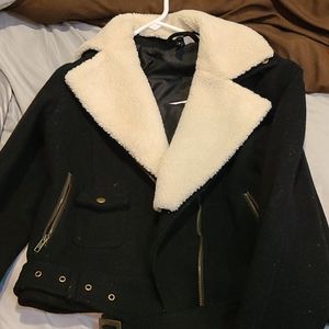 H&M womens aviator jacket sherling.